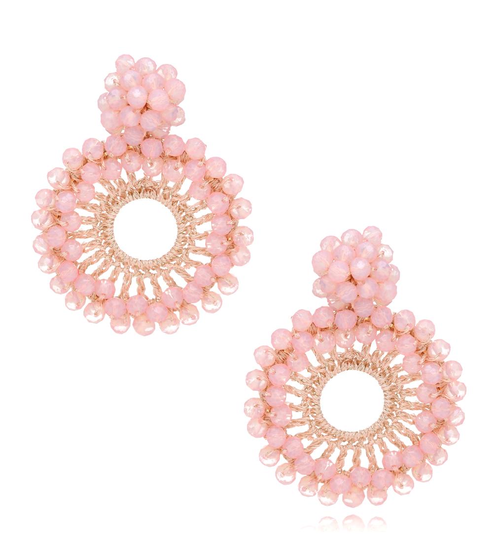 Luminous Dusty Pink Glass Crystal Earrings 0006