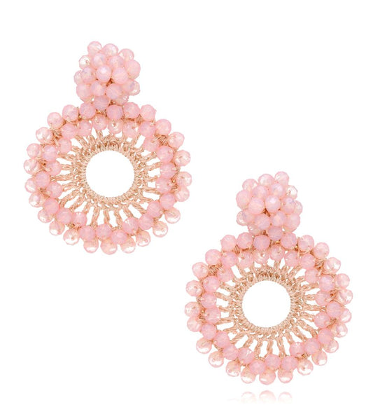 Luminous Dusty Pink Glass Crystal Earrings 0006