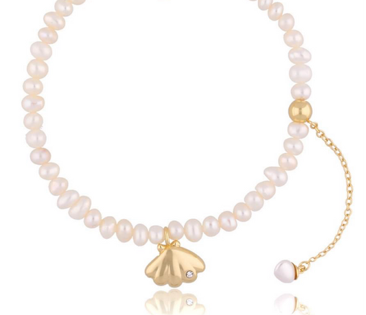 Pearl Necklace with Seashell and Pearl Pendant
