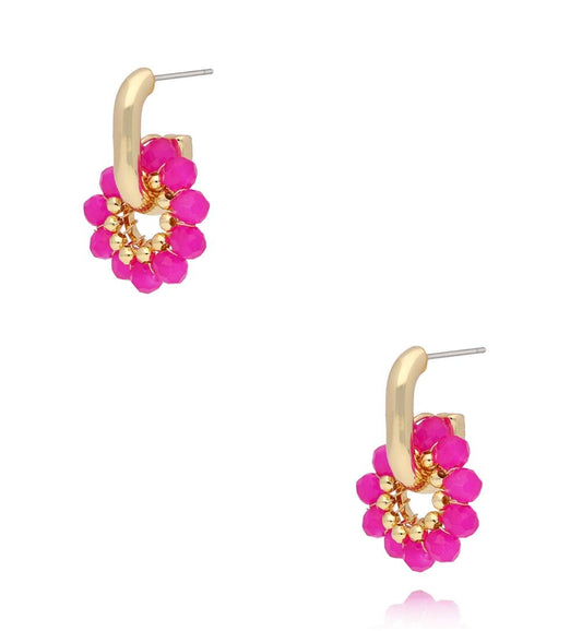 Round Fuchsia Faceted Glass Crystal
Earrings 0226