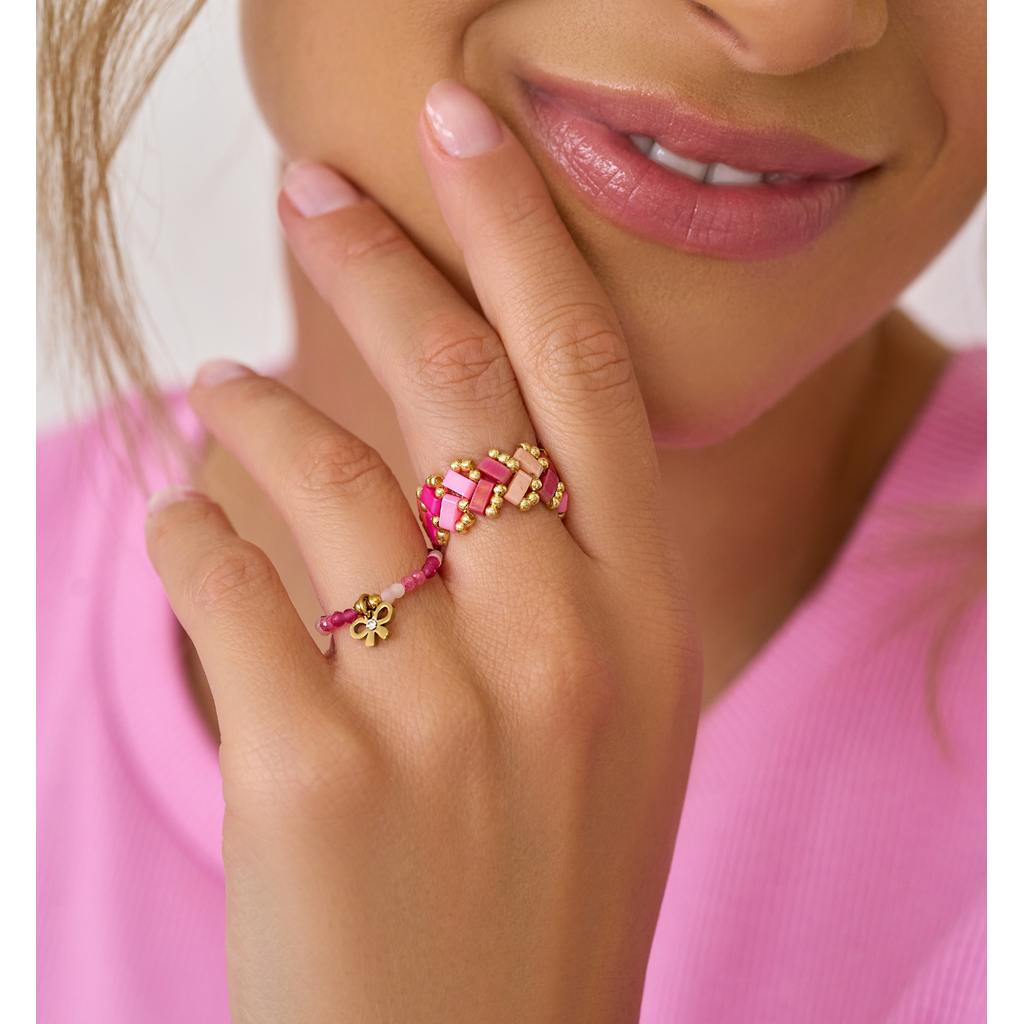 Fuchsia and Peach Miyuki Beads Ring Bliss