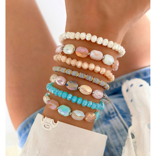 Milk White Faceted Glass Bracelet