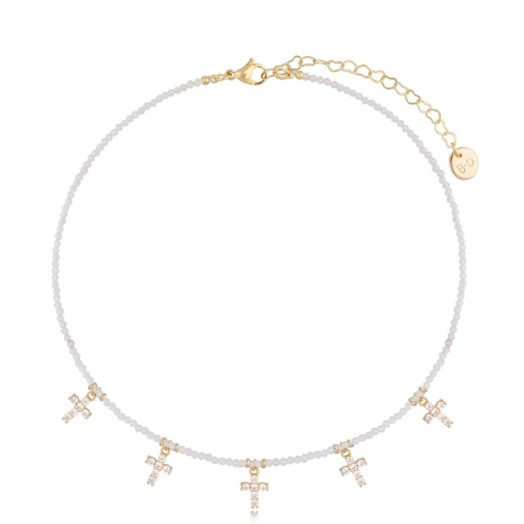 Faceted Zirconium Necklace with Crystal Crosses