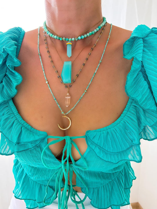 Turquoise Beach Jadeite Choker Necklace