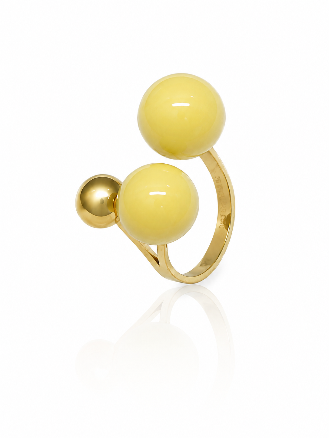 Steel and Shine Enamel Yellow and Gold Balls Ring 1280