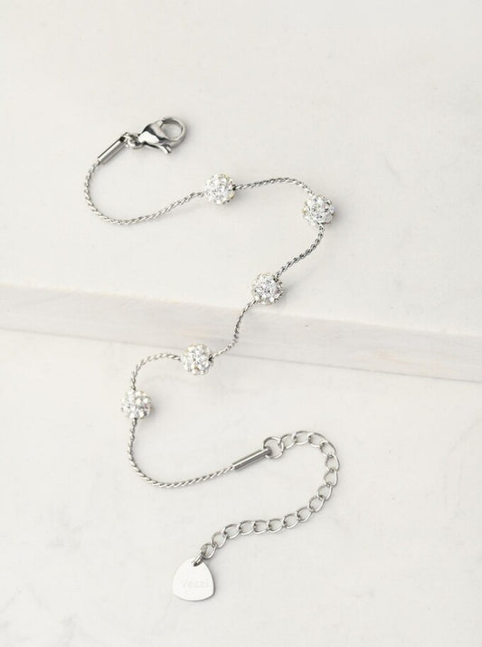 Silver Bracelet with Crystal Balls