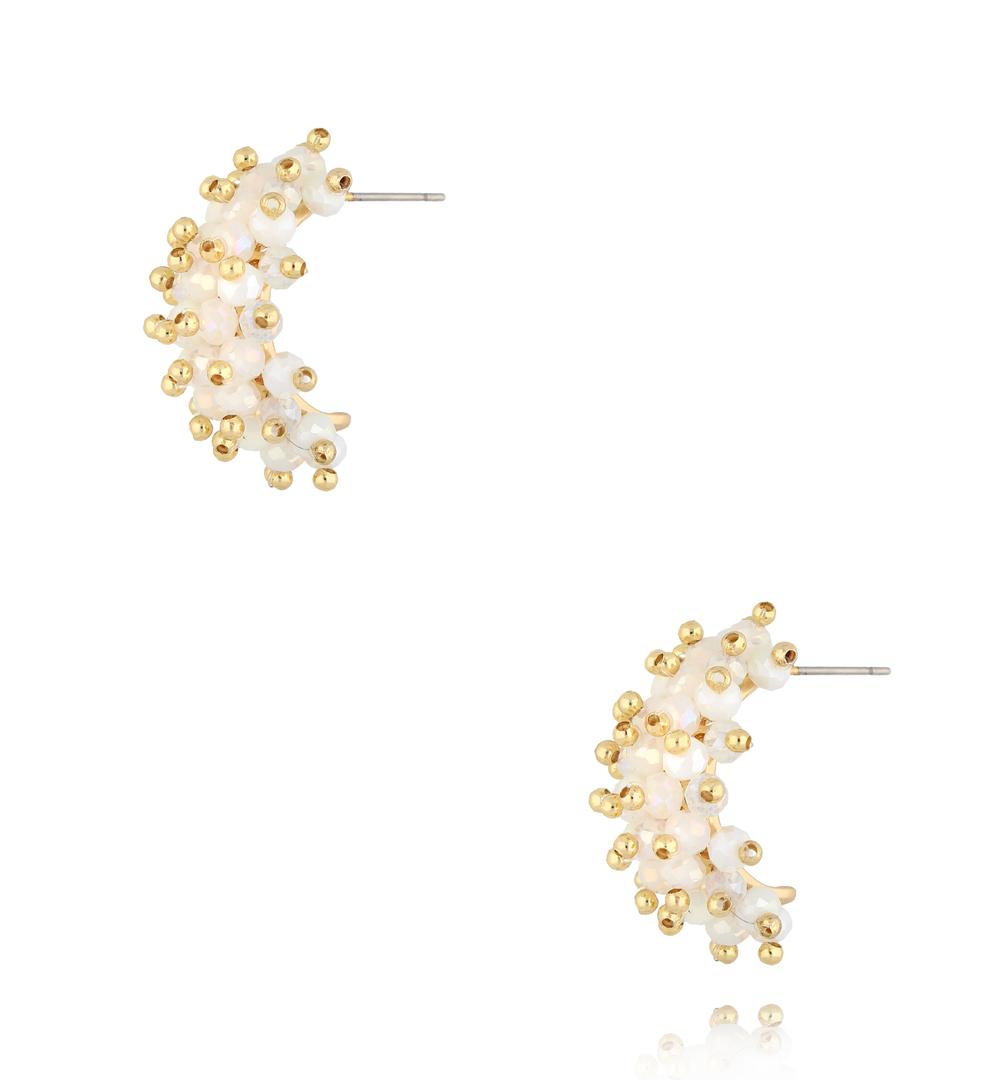 White Faceted Glass Crystal Earrings 0146