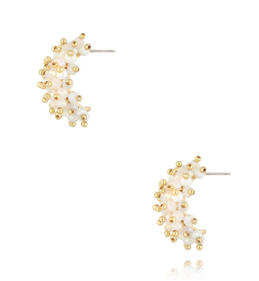White Faceted Glass Crystal Earrings 0146