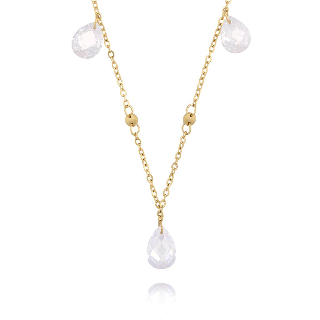 Gold Plated Aristocratic Necklace with Glass Crystals