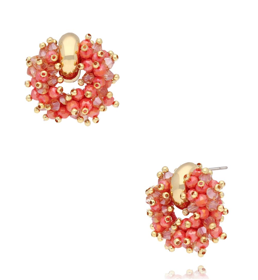 Coral Luminous Glass Crystal Earrings Weekend