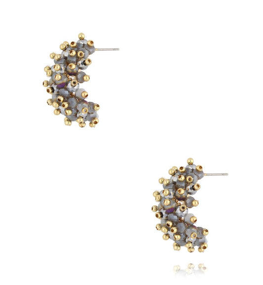 Gray Faceted Glass Crystal Earrings 0158