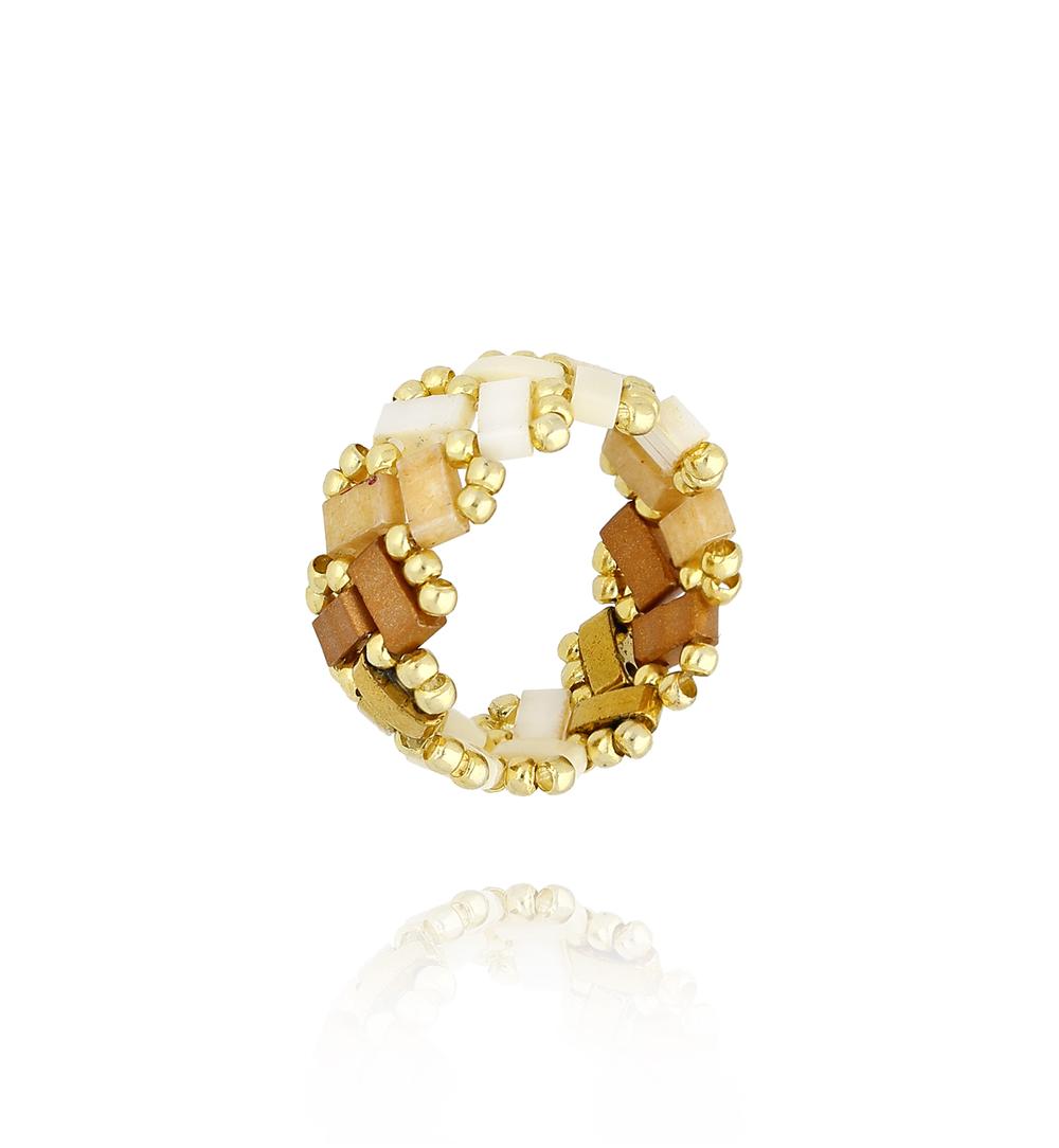 Simplicity Beige and Brown Elastic Ring
