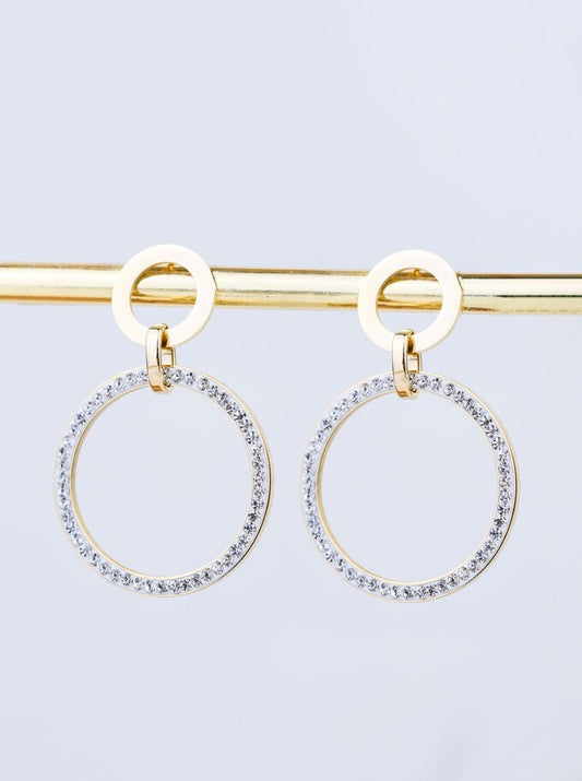 14k Gold Plated Crystal Hoop Earrings