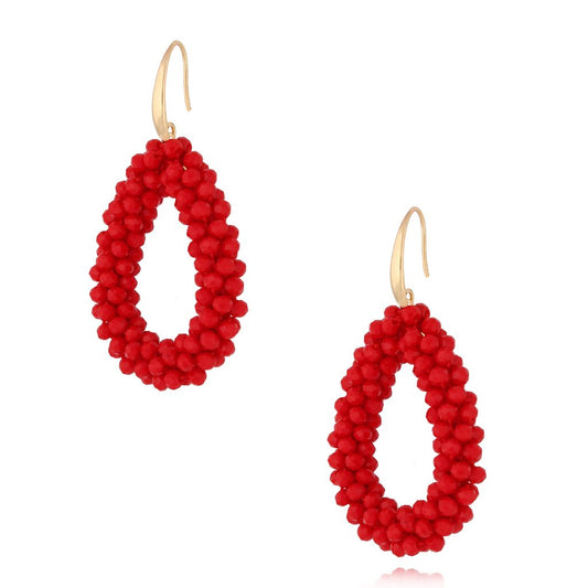 Sparkling Carmine Red Faceted Glass Crystals Earrings