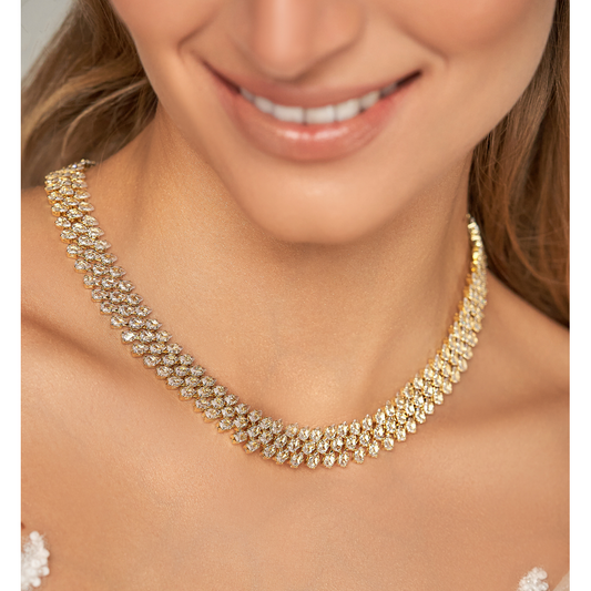 Glamour Triple Crystal Layered Necklace