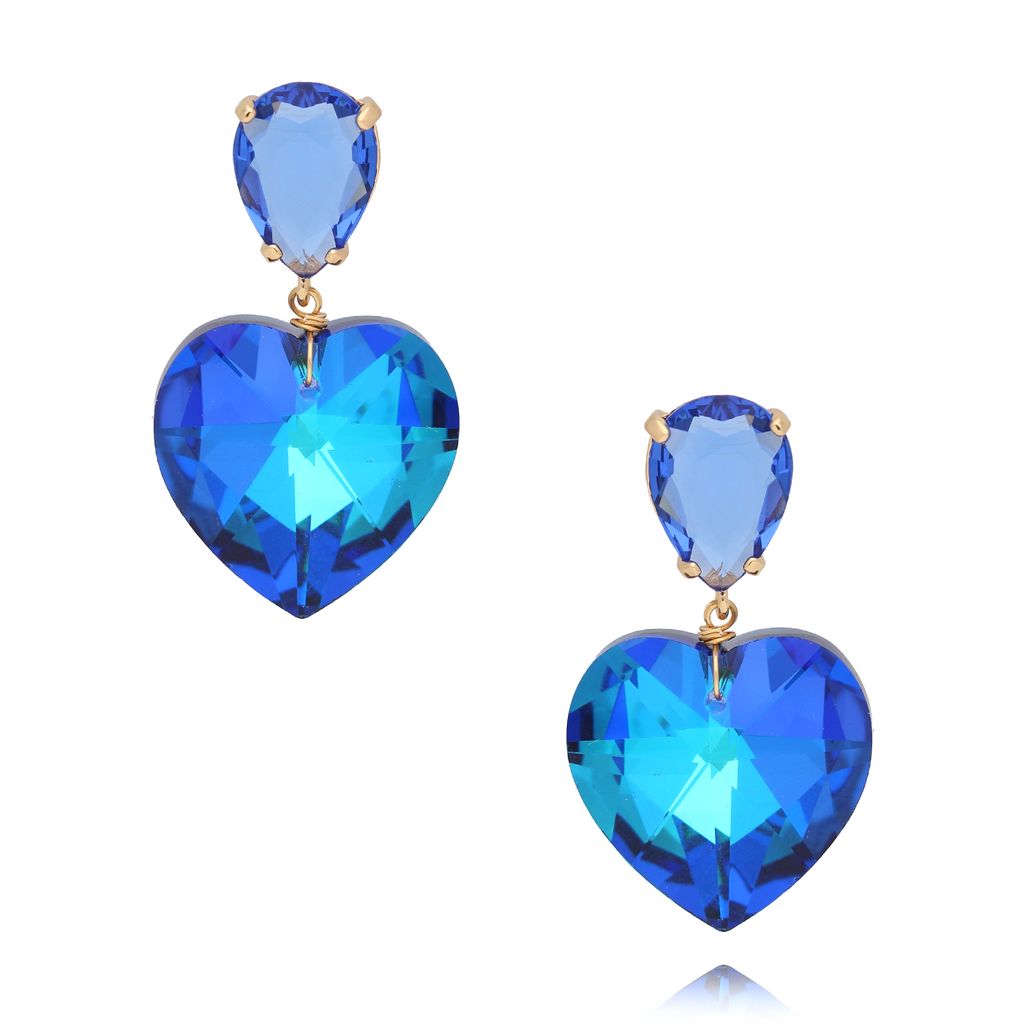 Royal Blue Crystal Heart Earrings Osasco