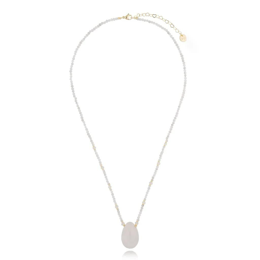 Milky Jadeite Stones Teardrop Necklace