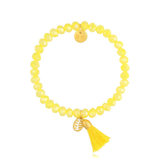 Yellow Faceted Glass Crystals Bracelet