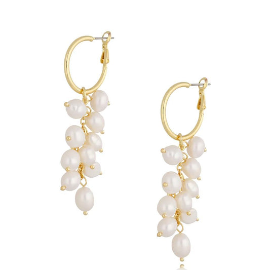 Statement Hoop with Multi Pearls Pendnt