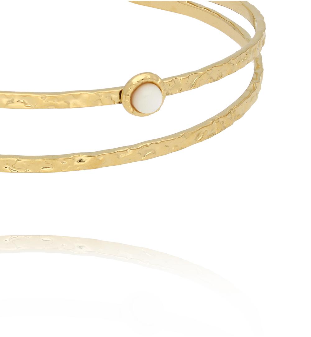 Gold Plated Earth Song Double Cuff Bracelet with Pearls 0024