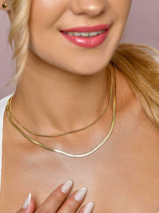 14k Gold Plated Double Snake Chain Necklace