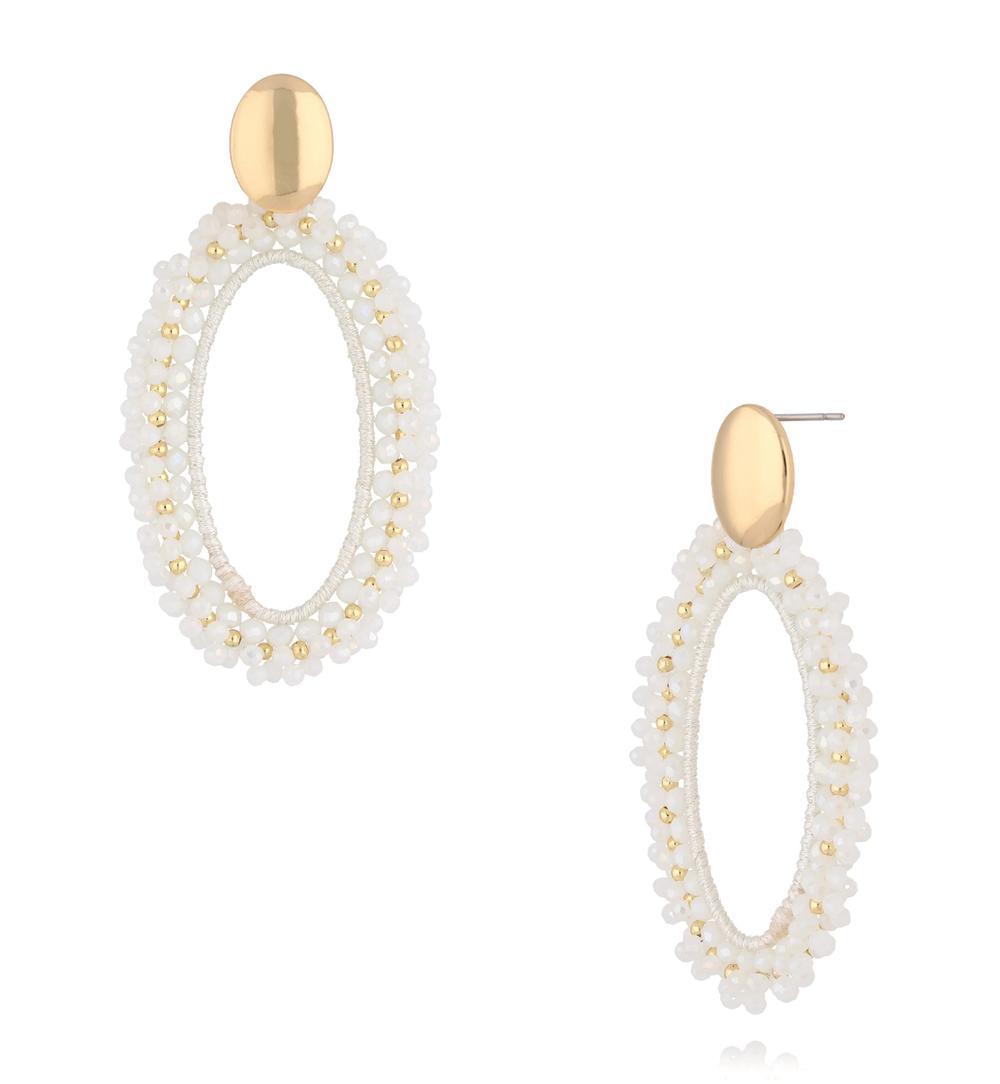 White Flower Crystal Earrings Weekend 0328
