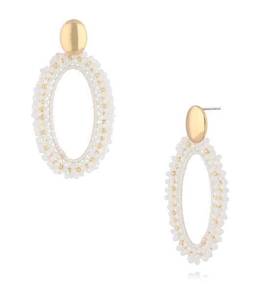 White Flower Crystal Earrings Weekend 0328