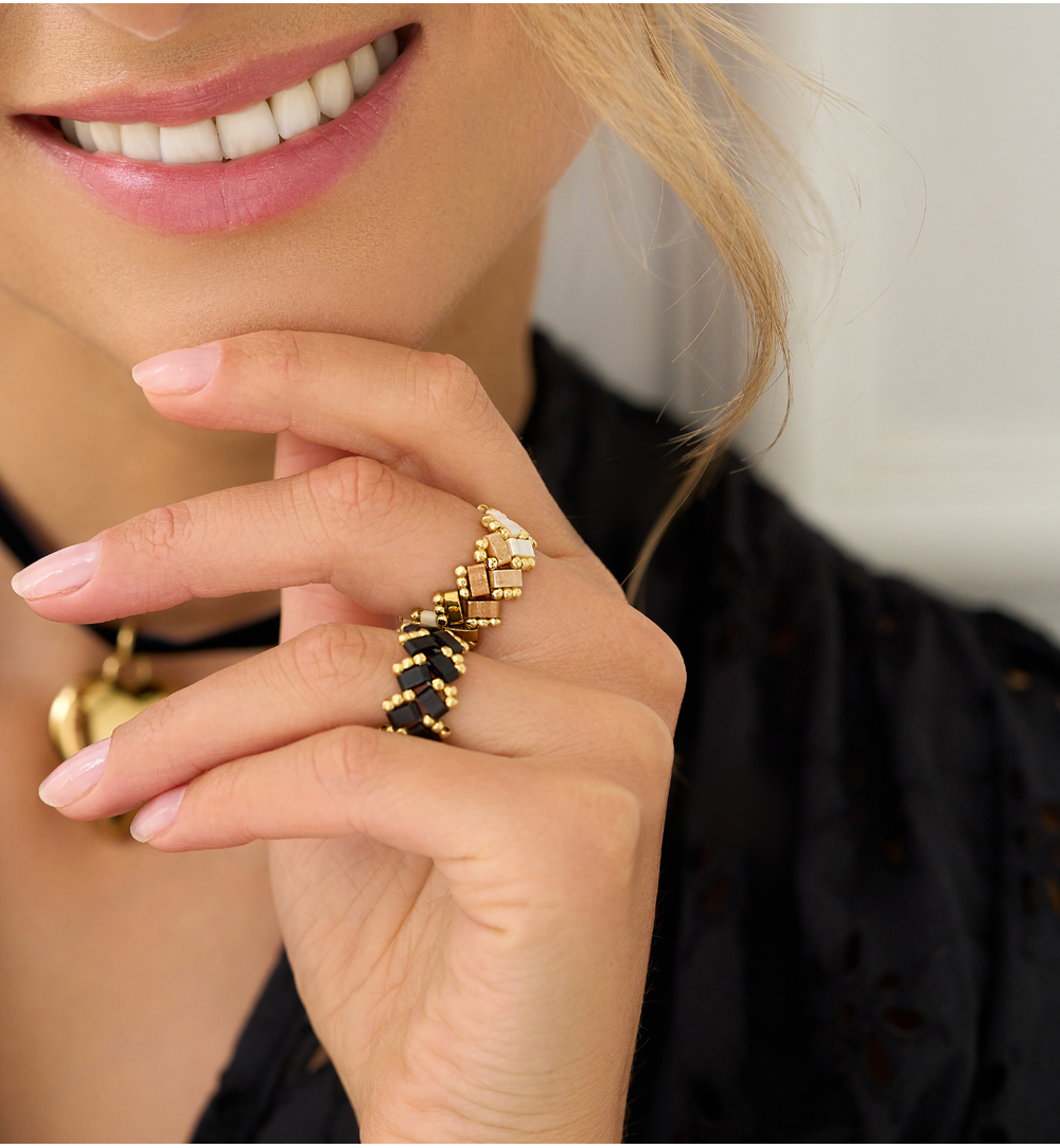 Simplicity Beige and Brown Elastic Ring