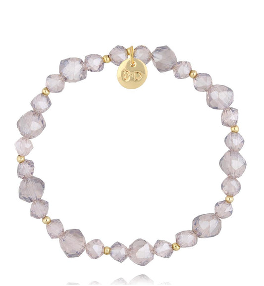 Luminous Purple & Charcoal Glass Crystal Bracelet 0337