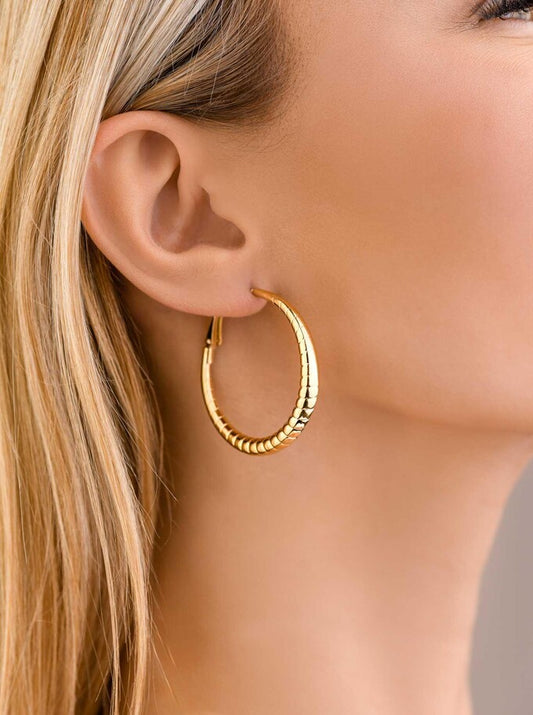 14K Gold Plated Twist Hoop Earrings