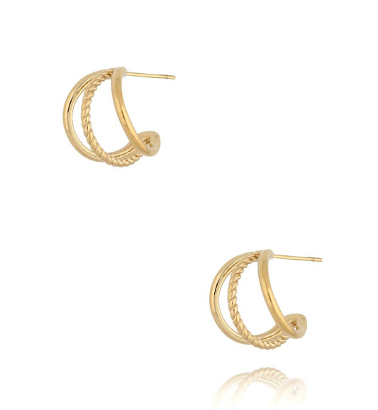 Gold Plated Triple Moon Earrings