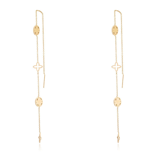 Gold Plated Threader Earrings with Lily Flowers