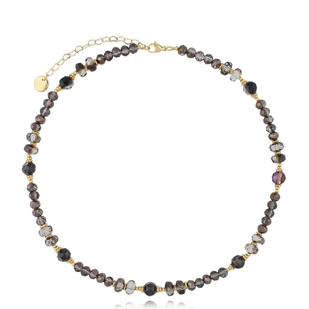 Necklace with Smoky Black & Gray Glass Crystals