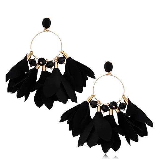 Black with Crystal and Black Beads Earrings Giulia (cl)