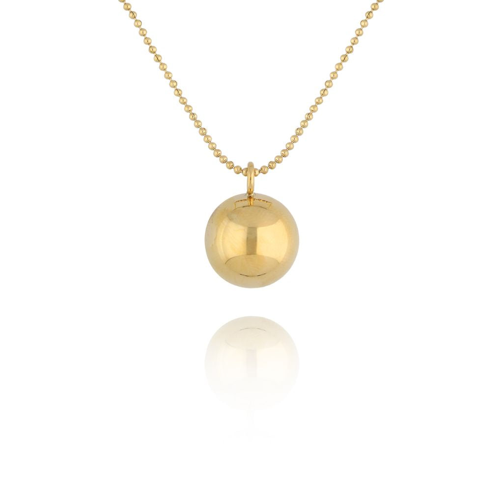 Gold Plated Stainless Steel Long Necklace with Ball Carmine