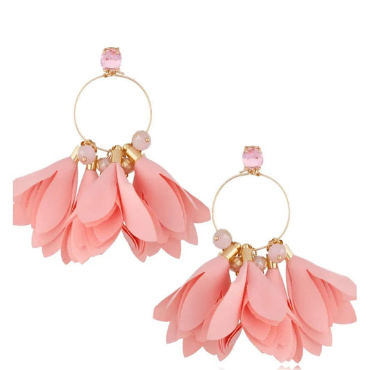 Dusty Coral with Crystal and Pink Beads Earrings Giulia (cl)