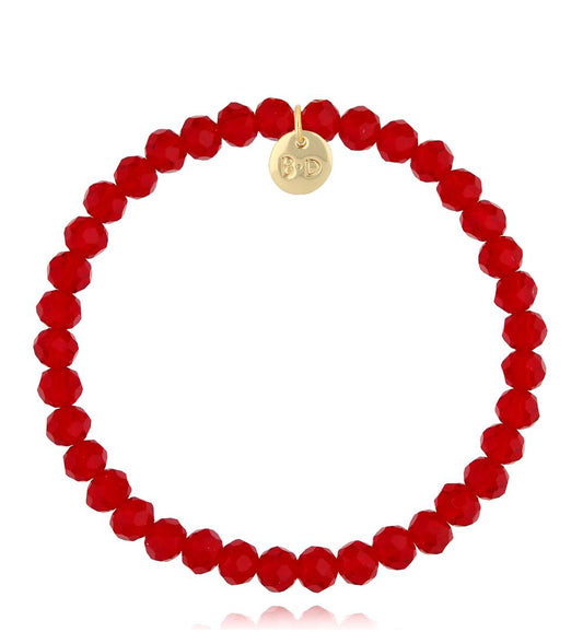 Strawberry Red Sparkle Crystal Glass Bracelet 0406