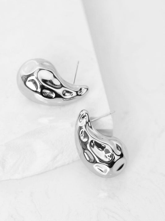 Silver Lightweight Chunky Teardrop Earrings (3cm)