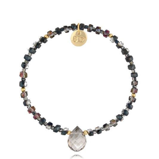 Smoked Gray Crystals Teardrop Bracelet