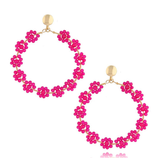 Fuchsia Crystal Flower Earrings Chillout