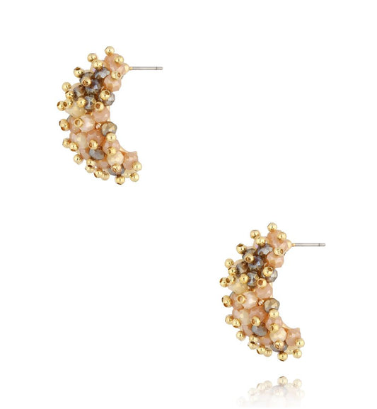 Beige Faceted Glass Crystal Earrings 0153