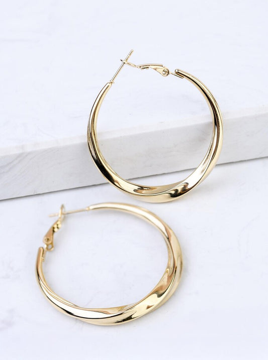 14K Gold Plated Wave Hoop Earrings