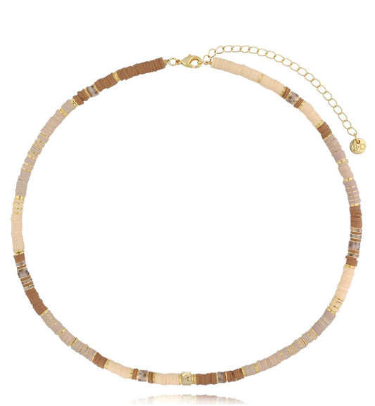 Simplicity Beige and Brown Modeling Clay Necklace