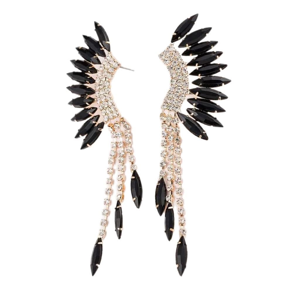 Black and Transparent Crystal Brady Drop Earrings