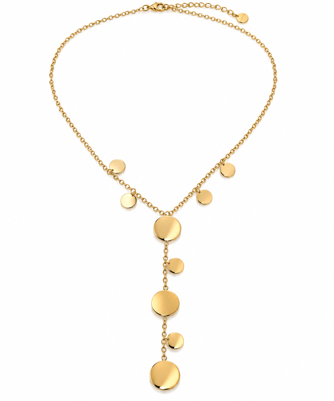 Gold Plated Flat Discs Y Necklace Bella Luna