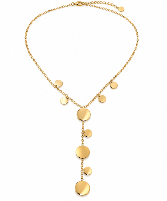 Gold Plated Flat Discs Y Necklace Bella Luna
