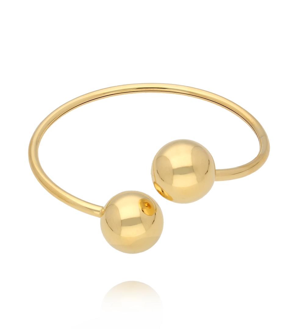 Gold Plated Bracelet with Gold Balls Simple Steel