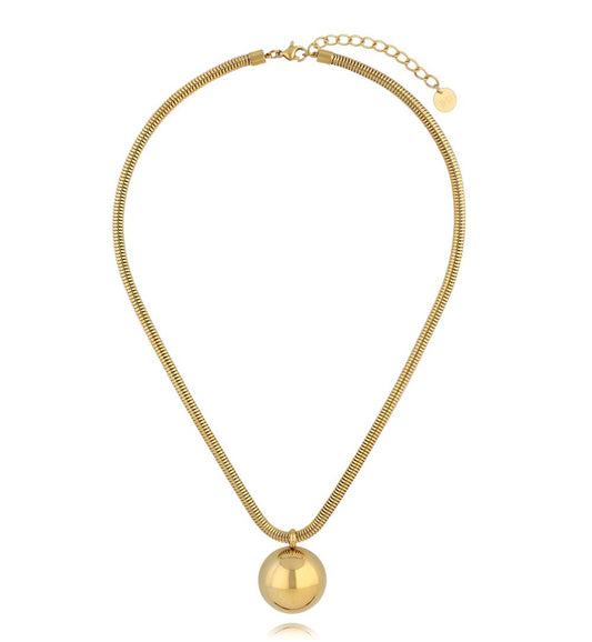 Statement Snake Gold Plated Necklace with Round Pendant