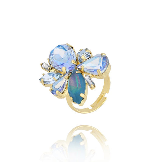 Blue Crystal Adjustable Ring Di it For Me