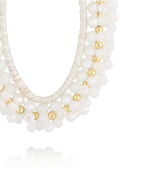 White Flower Crystal Earrings Weekend 0328